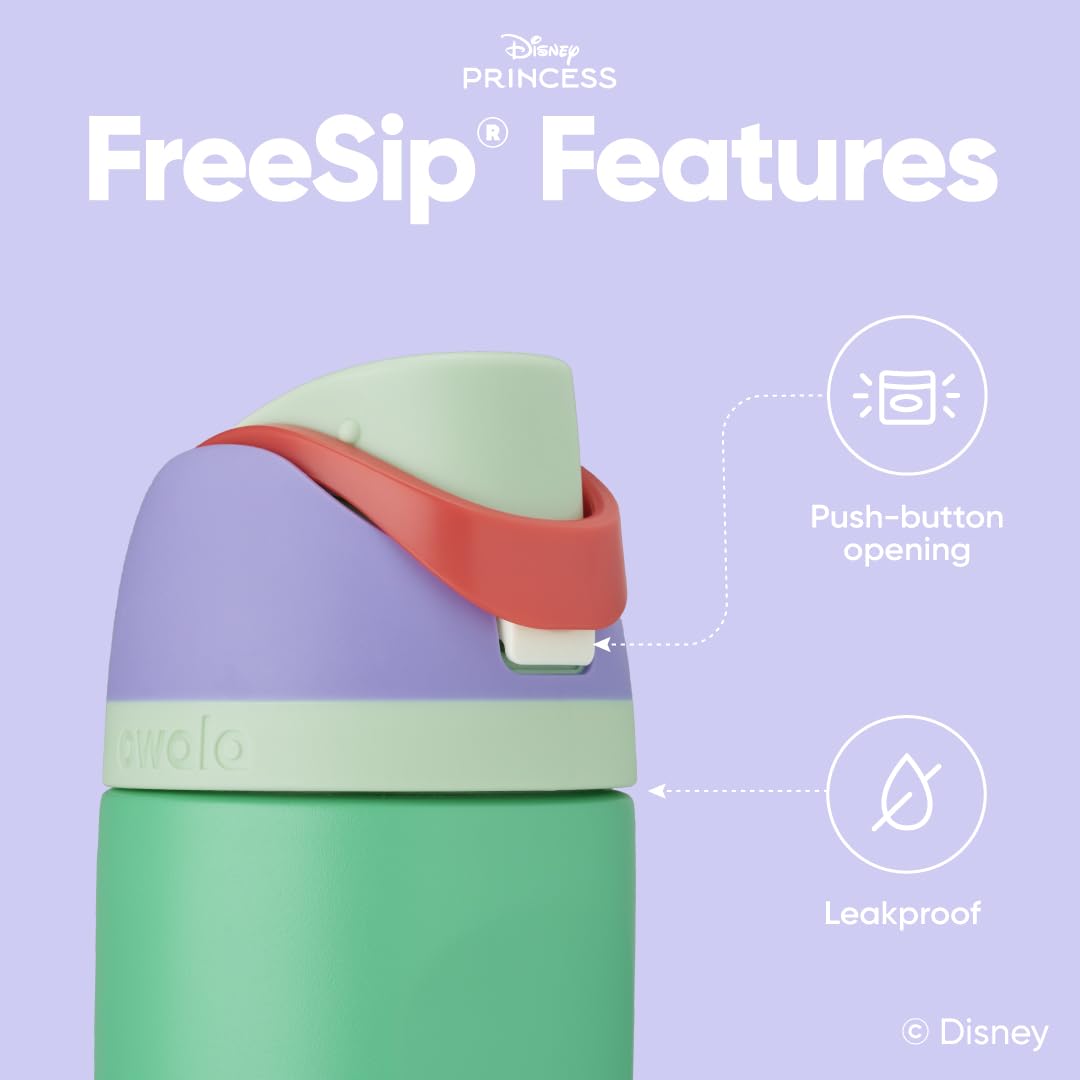 Owala Disney Princess sip Insulated Stainless Steel Water Bottle With Straw For Sports
