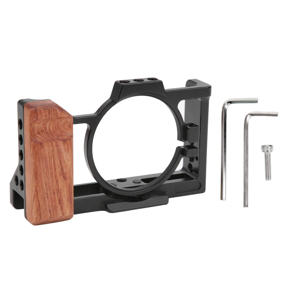 Bindpo Camera Rig Cage For Zv1 Camera, Vlogging Video Shooting Stabilizer Cage Frame With Wooden Handle Grip, With 1/4In & 3/8In Screw Hole And Cold Shoe Base