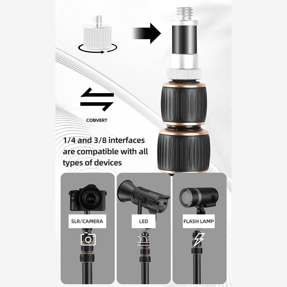 Zjchao Phone Tripod, 87.4In Maximum Height Portable Carbon Fiber Photography Tripod Stand Light Stand Tripod Stand With 5 Adjustable Sections 6.6Lbs Load Capacity For Versatile Use