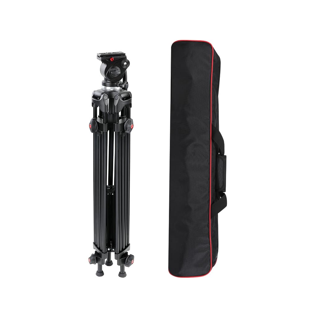 Gvm Great Video Maker Gvm-S160 Professional Tripod For Videographers And Filmmakers, 3-Section Aluminum Alloy Tripod With Hydraulic Fluid Head, 10Kg Load Capacity, 80Cm-160Cm Height Adjustable