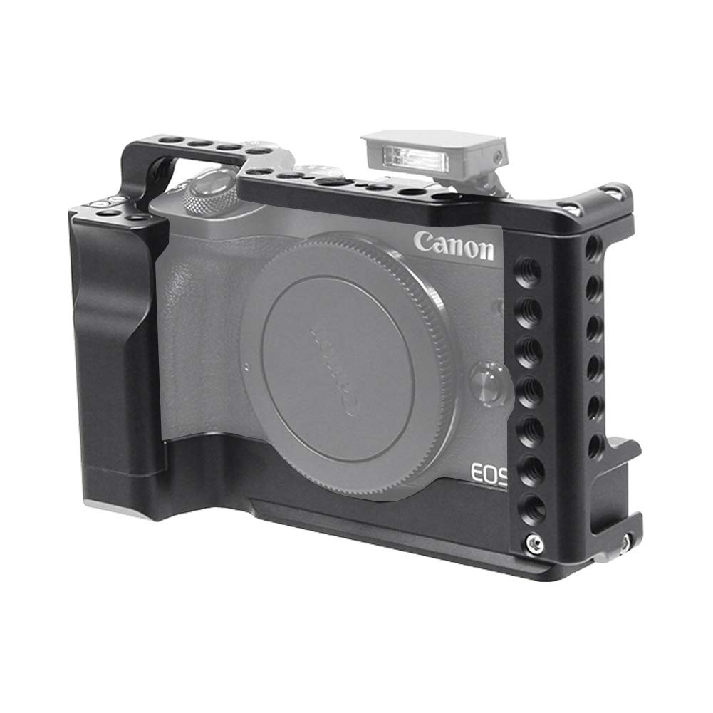 Easy Hood Camera Cage For Canon Eos M6 Mark Ii Mirrorless Digital Camera, Vlogging Video Shooting Filmmaking Rig Stabilizer With Cold Shoe 1/4" Thread Holes & 3/8" Locating Hole