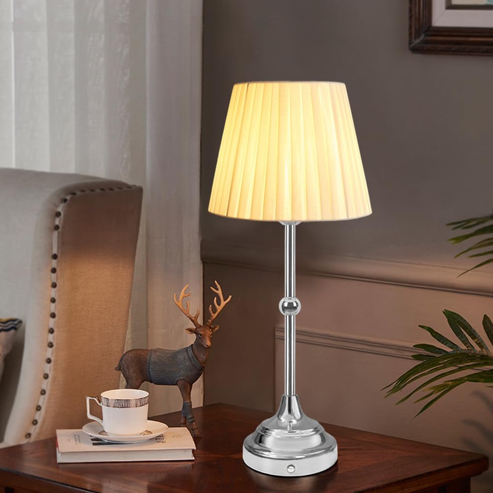 Ejfoiej Portable Led Table Lamp With Touch Sensor, 3-Levels Brightness Metal Desk, Bedside, Dining Room Lamp (Silver)
