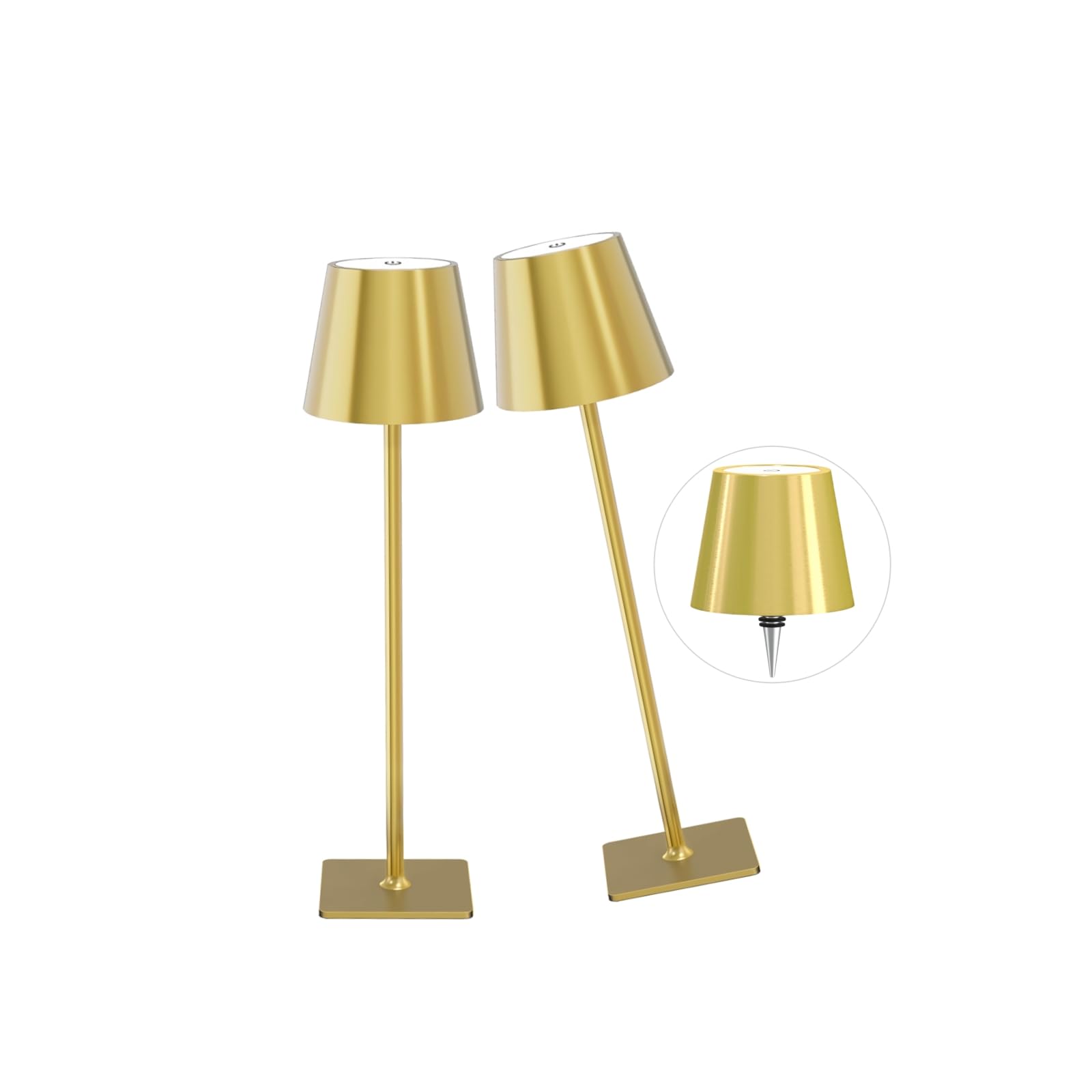 Madckdedrt 2 Pack Cordless Table Lamp Rechargeable,Wireless Led Bottle Light,5200Mah Battery Operated,Portable,Touch Dimming,For Restaurant/Bedroom/Outdoor/Terrace/Night Light (Gold)