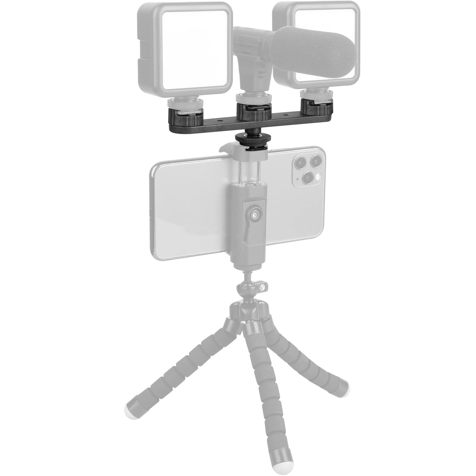 Chromlives Triple Cold Shoe Extension Mount Hot Shoe Base Adapter Extension Bar Bracket With 1/4 Screw For Tripod/Microphone/Led Light Compatible With Canon Sony Cameras…