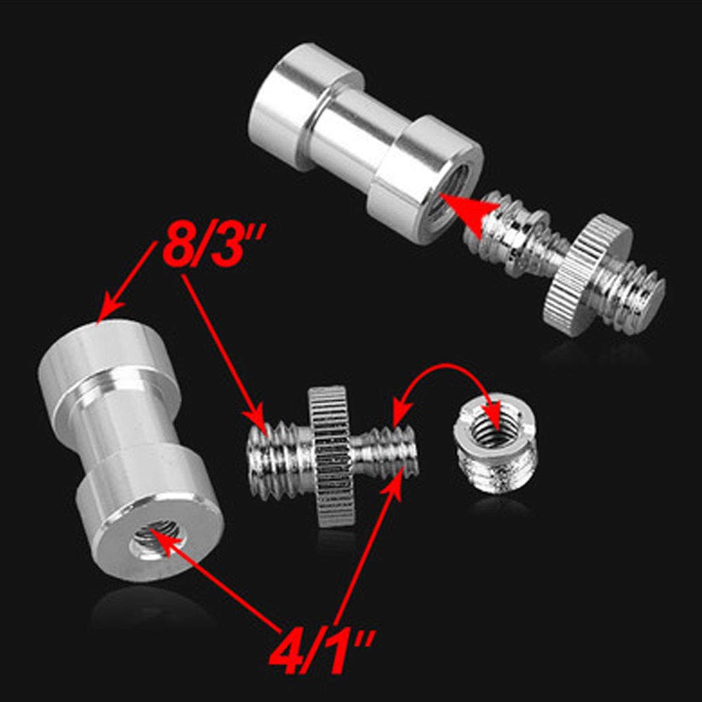Acxico 3Set Camera Cam 1/4" 3/8" Tripod Screw Adapter Converter To Light Stand Holder Mount