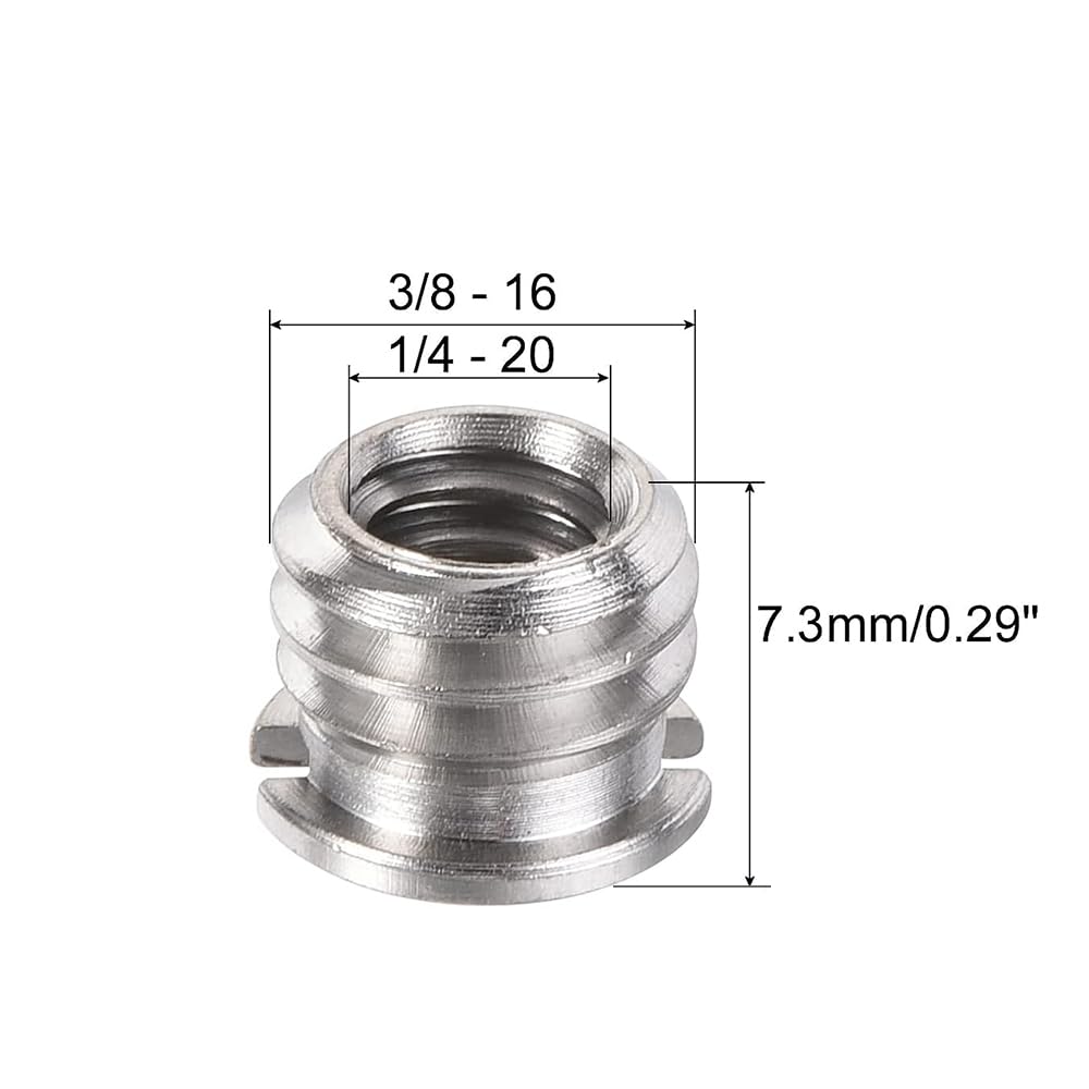 Coret 3/8" Female To 1/4" Female Screw Thread Adapter, Alloy Steel, Nickel Plated, Camera Tripod, Mic Stand, Projector Tray Holder