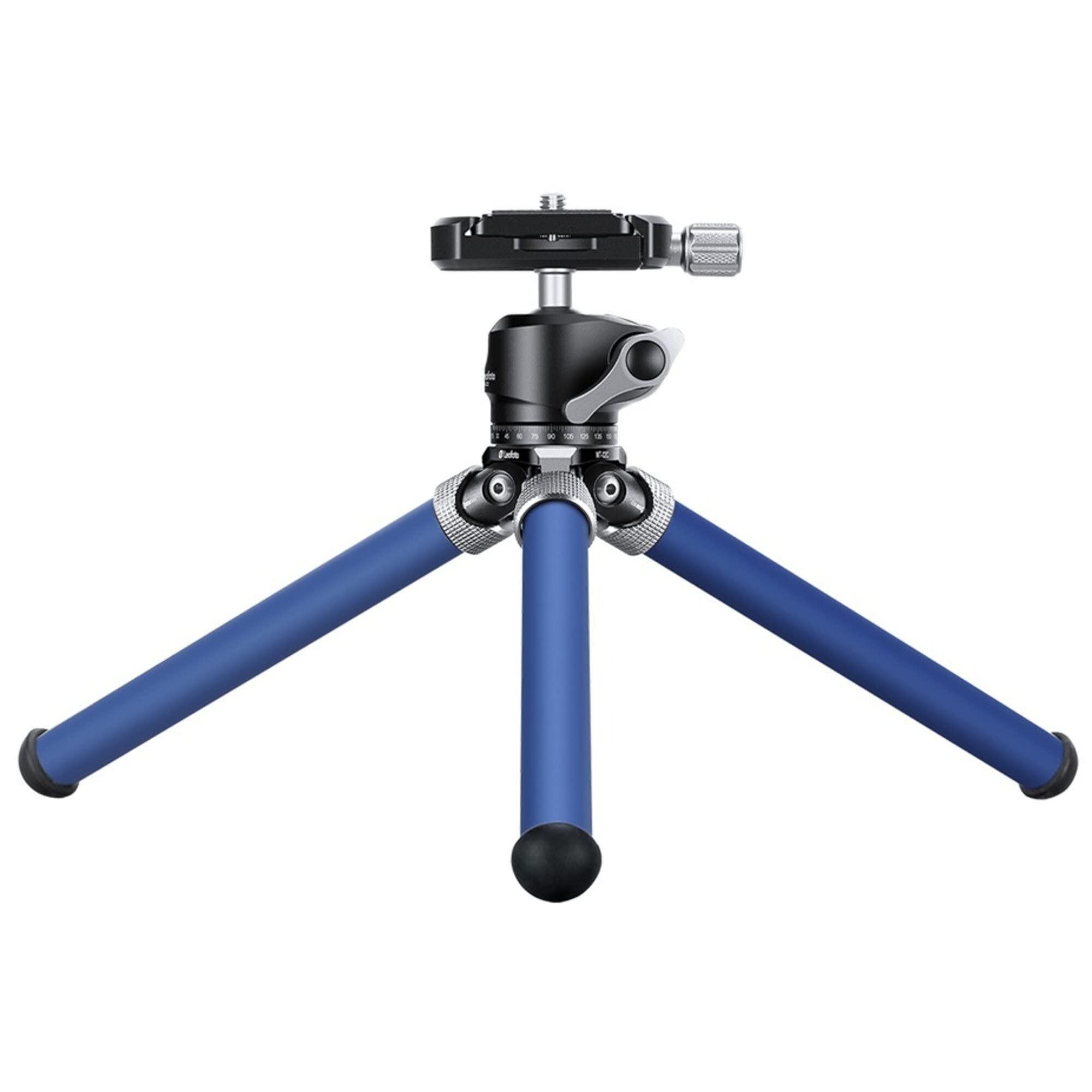 Leofoto Mt-02C+Lh-22 Carbon Fiber Mini Travel Tabletop Tripod With Ball Head Kit (Blue)