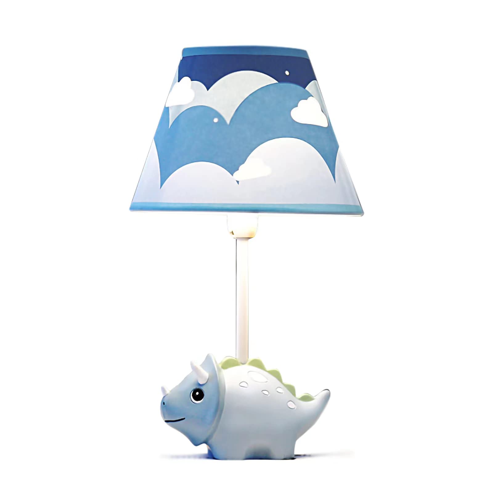 Herbestbay Kids Bedside Lamp, Adorable Blue Triceraton Dinosaur Style Kids Table Lamp, 13 Inch Nursery Lamp Ideal For Children'S Bedroom Decor, Includes Led Bulb (Blue Dinosaur)