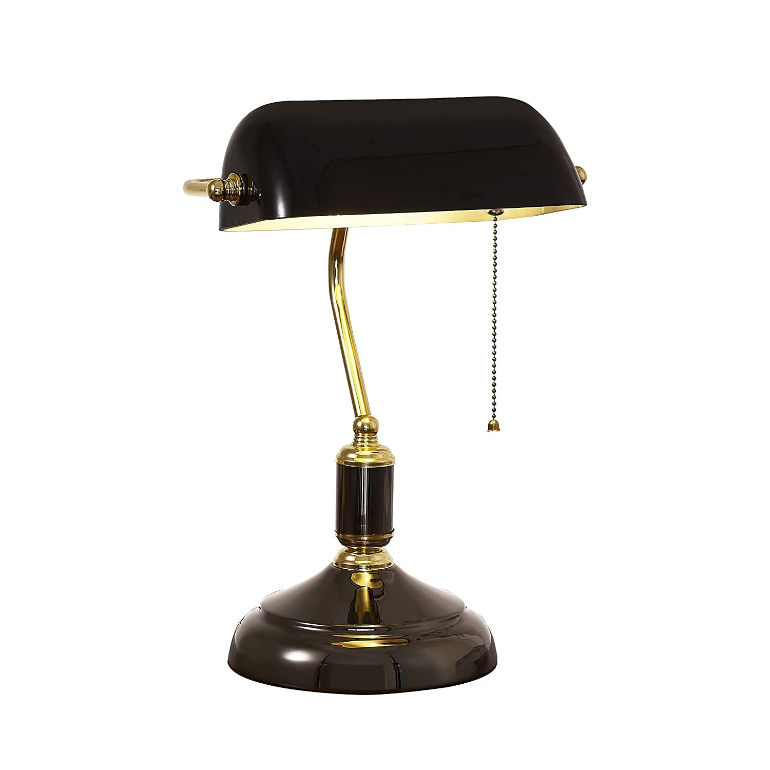 Yeefamons Traditional Bankers Lamp, Black Lamp Shade,With Pull Chain Switch Plug In Fixture,Vintage Office Table Light, Antique Style Desk Lamps For Office, Library…