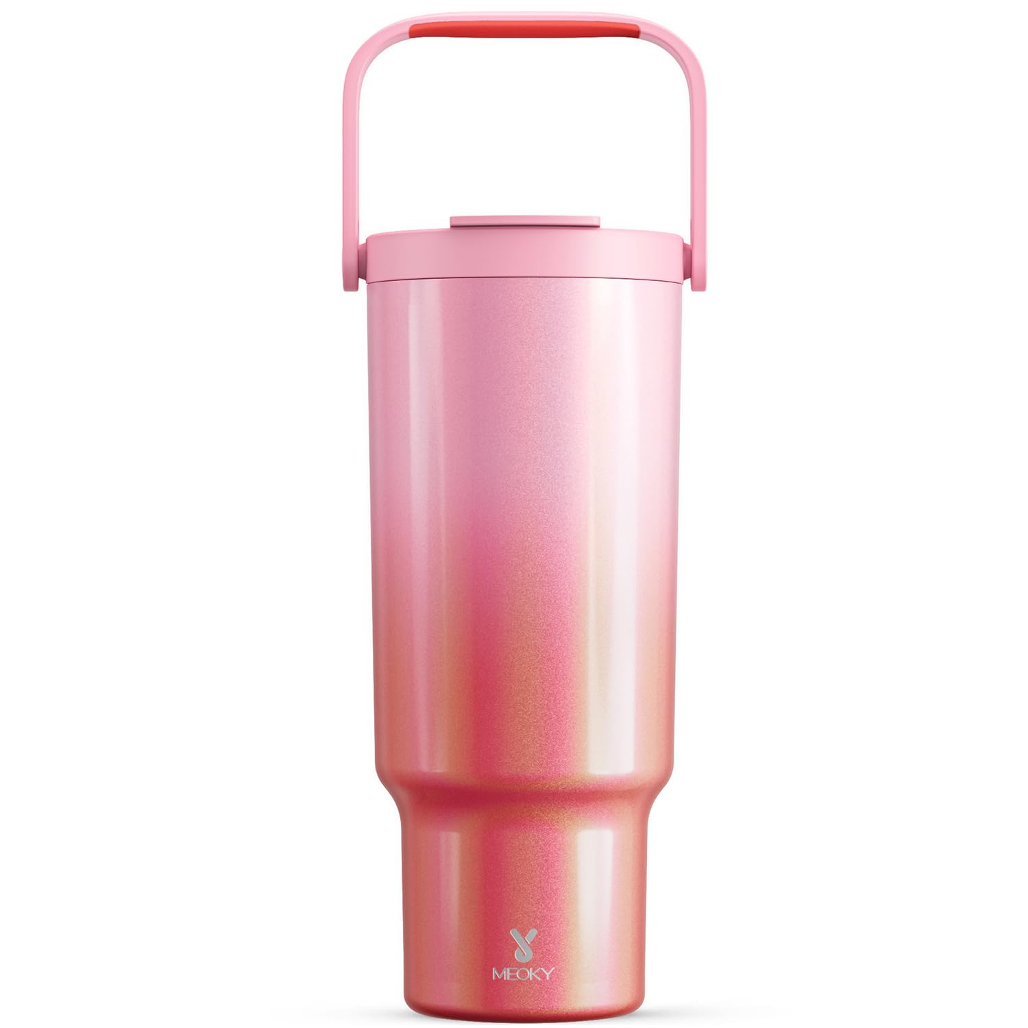Meoky 40 Oz Tumbler With Handle And Straw, Insulated Water Bottle, Stainless Steel Travel Mug