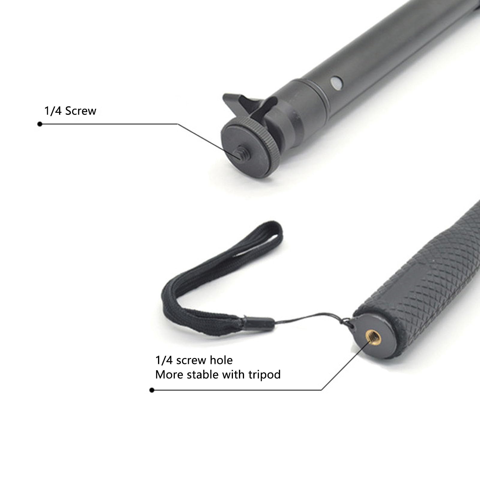 Acouto Lightweight 4 Sections Aluminum Alloy Extension Rod With 1/4 Inch Screw For Feiyu Stabilizers 21-73Cm Adjustable Length Anti Slip Handle Expandable Tripod Thread