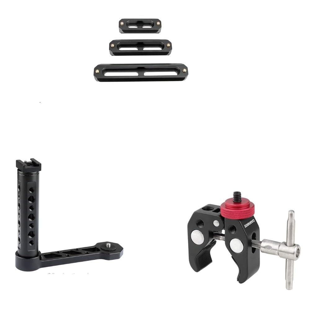 Camvate Triple Nato Rail Quick Release Bar + Universal L Bracket Handle + Super Clamp