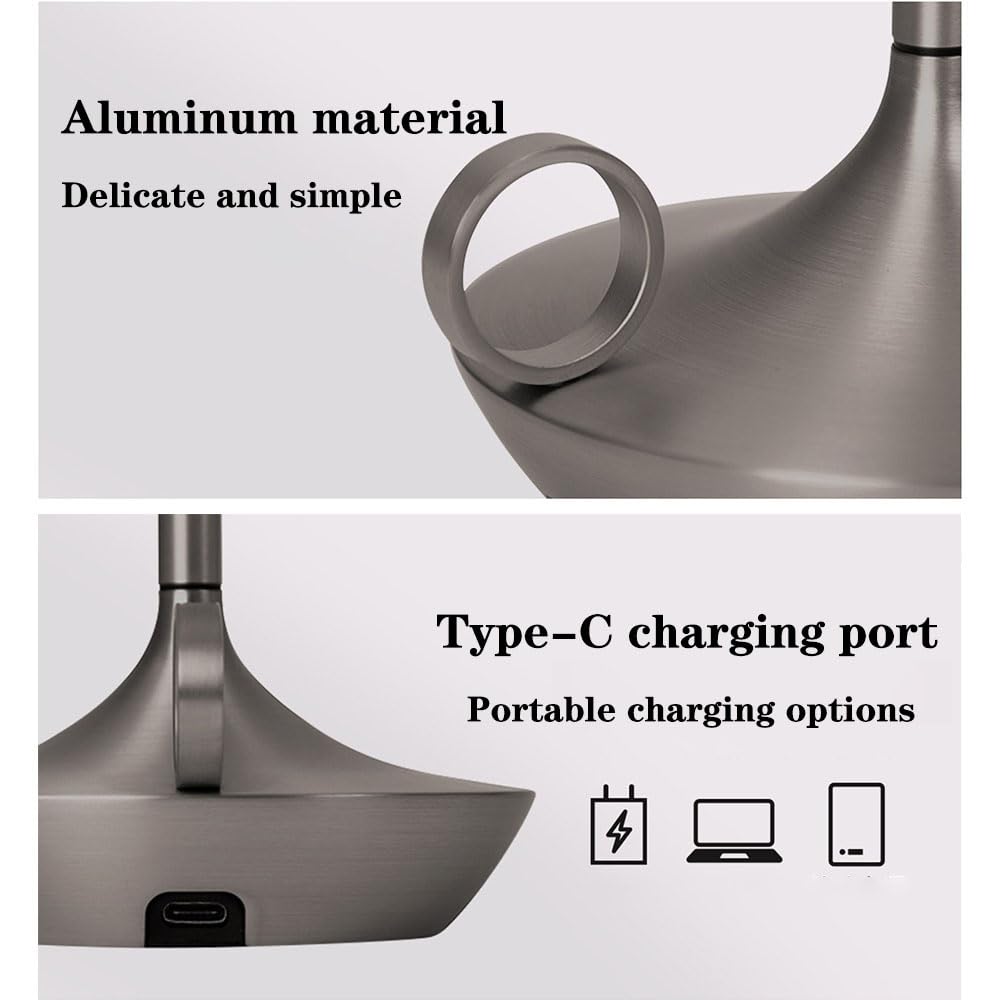 Lllunimon Retro Led Cordless Table Lamp, Rechargeable Led Desk Lamp With 3 Levels Brightness, Candle-Shaped Desk Lamp For Home,Dinner Table,Bedside