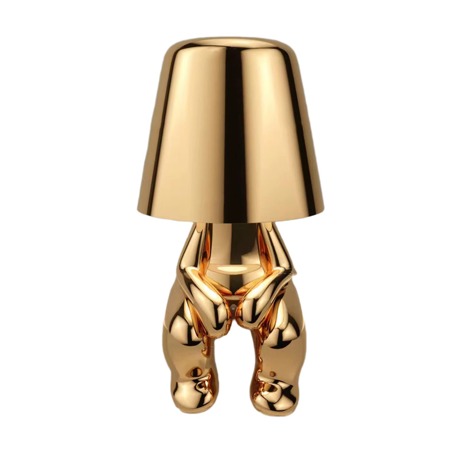 Naisian Wertsw Bedside Touch Control Table Lamp, Gold Decor Thinker Statue Led Table Lamp With Usb Port, 3 Way Dimmable Modern Night Light Nightstand Lamp For Home Living Room Office Shelf Decor