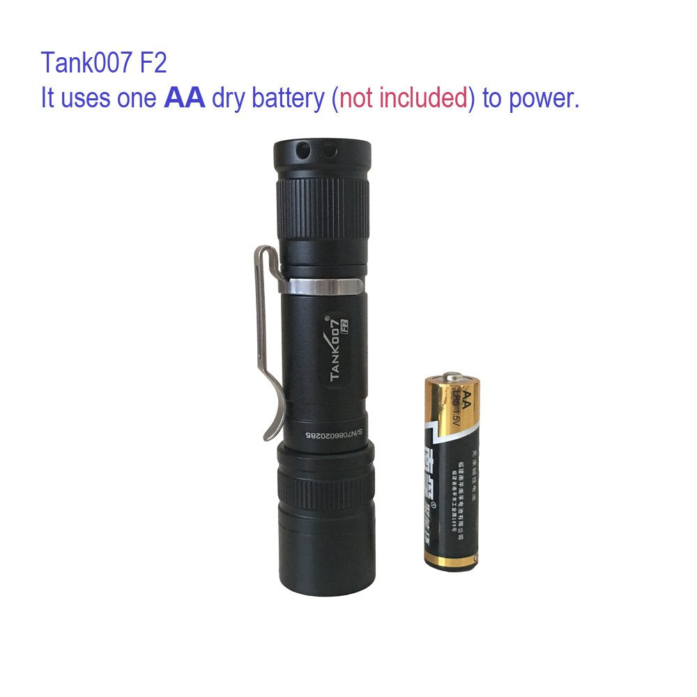 Tank007 1Aa Battery Zoom Flashlight Double Led Uv Flashlight Lighting & Fluorescence Detector Utility With Pocket Clip
