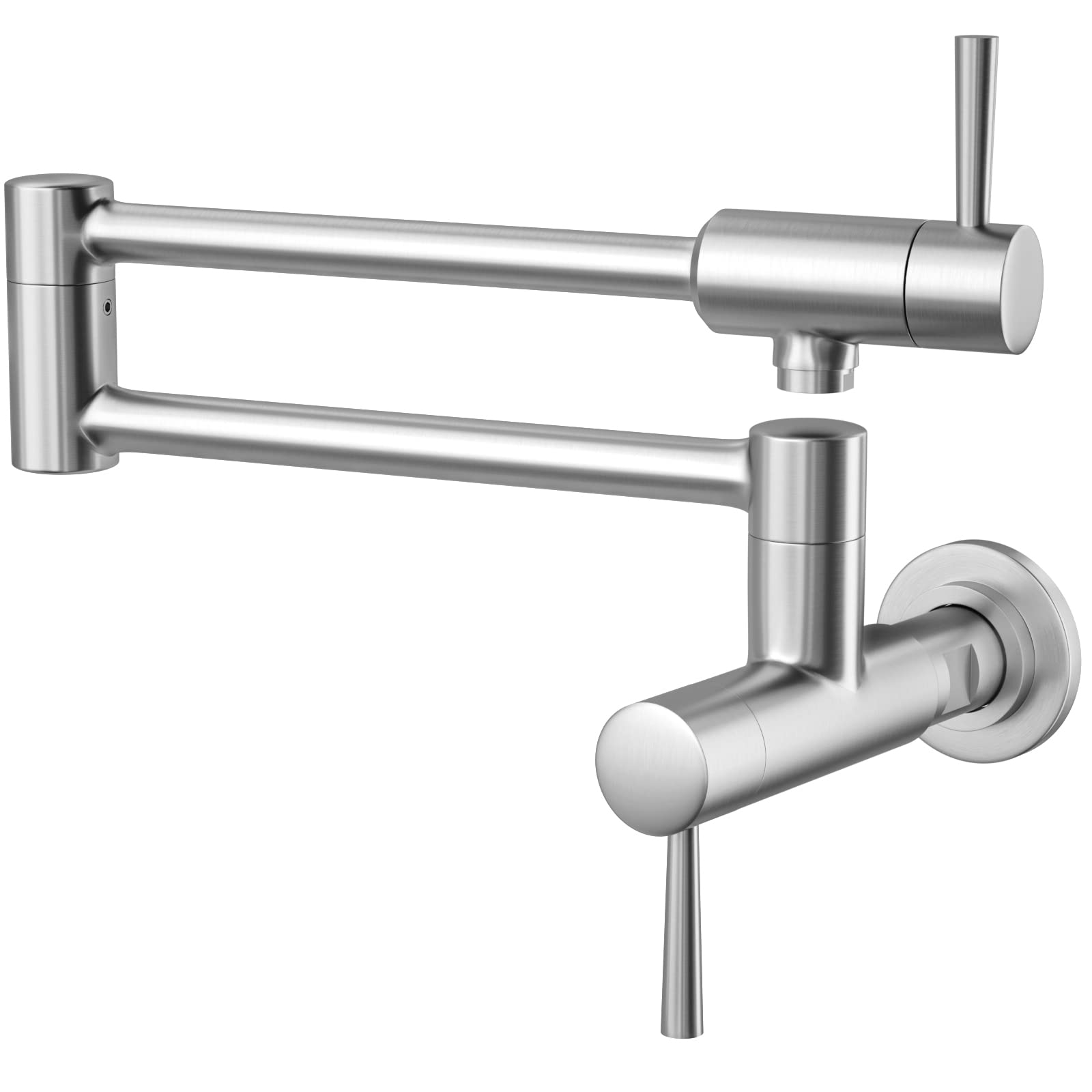 Mstjry Brushed Pot Filler Faucet Wall Mount Commercial Kitchen Faucets Stainless Steel Stretchable Double Joint Swing Arm Single Hole Two Handle Kitchen Stove Faucet