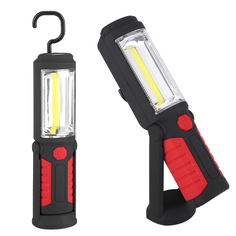 Qinlorgo Xinwoer Cob Led Flashlight Cob Work Light, Rotating Base And Hanging Hook Cob Emergency Light, Hiking Household Tool For Camping Emergency Light(Red)