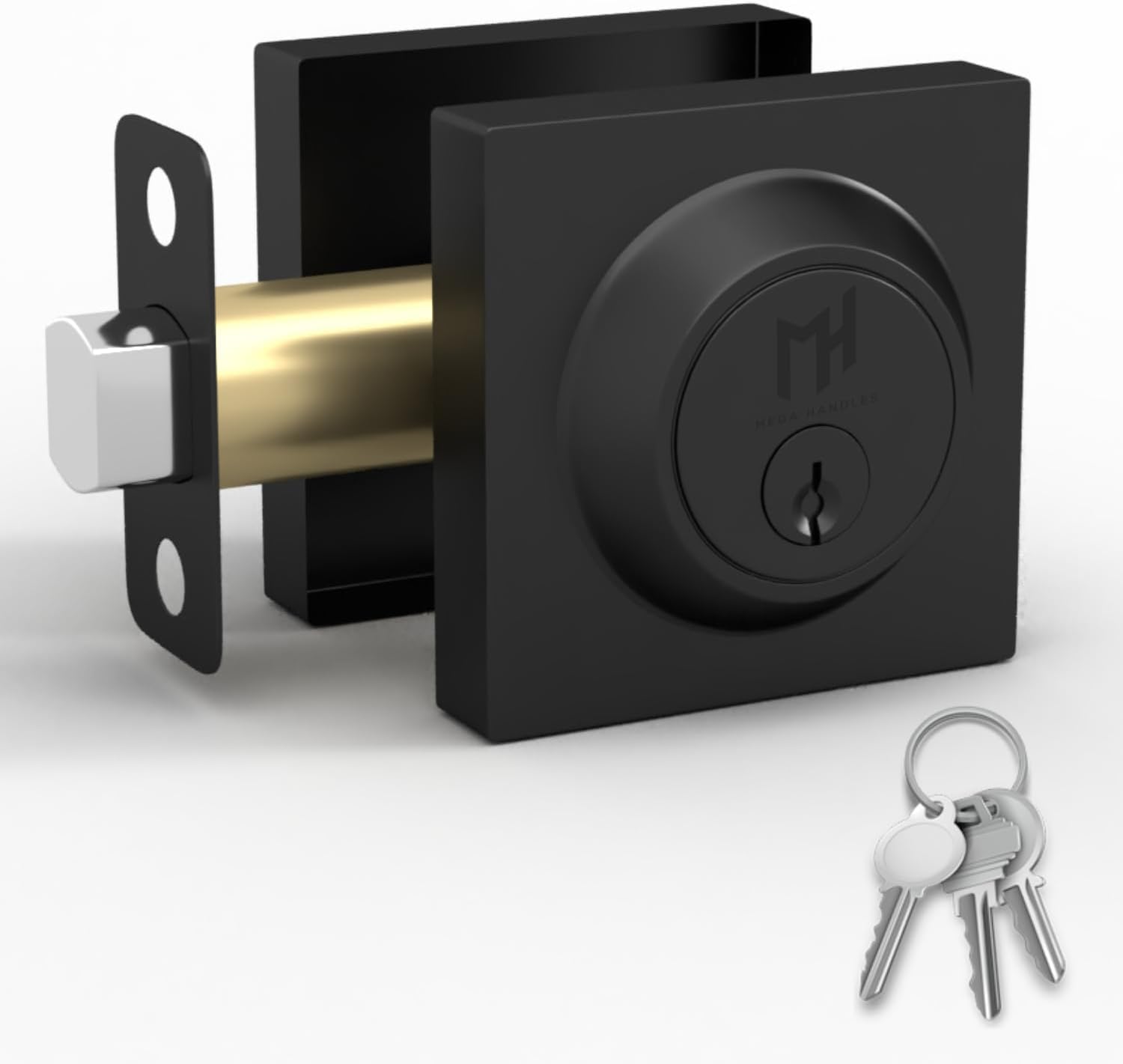 Mega Handles - Glamor Deadbolt I Entry Deadbolt Lock - Heavy Duty Round Locking Deadbolt For Left Or Right-Handed Doors - Interior/Exterior - Matte Black