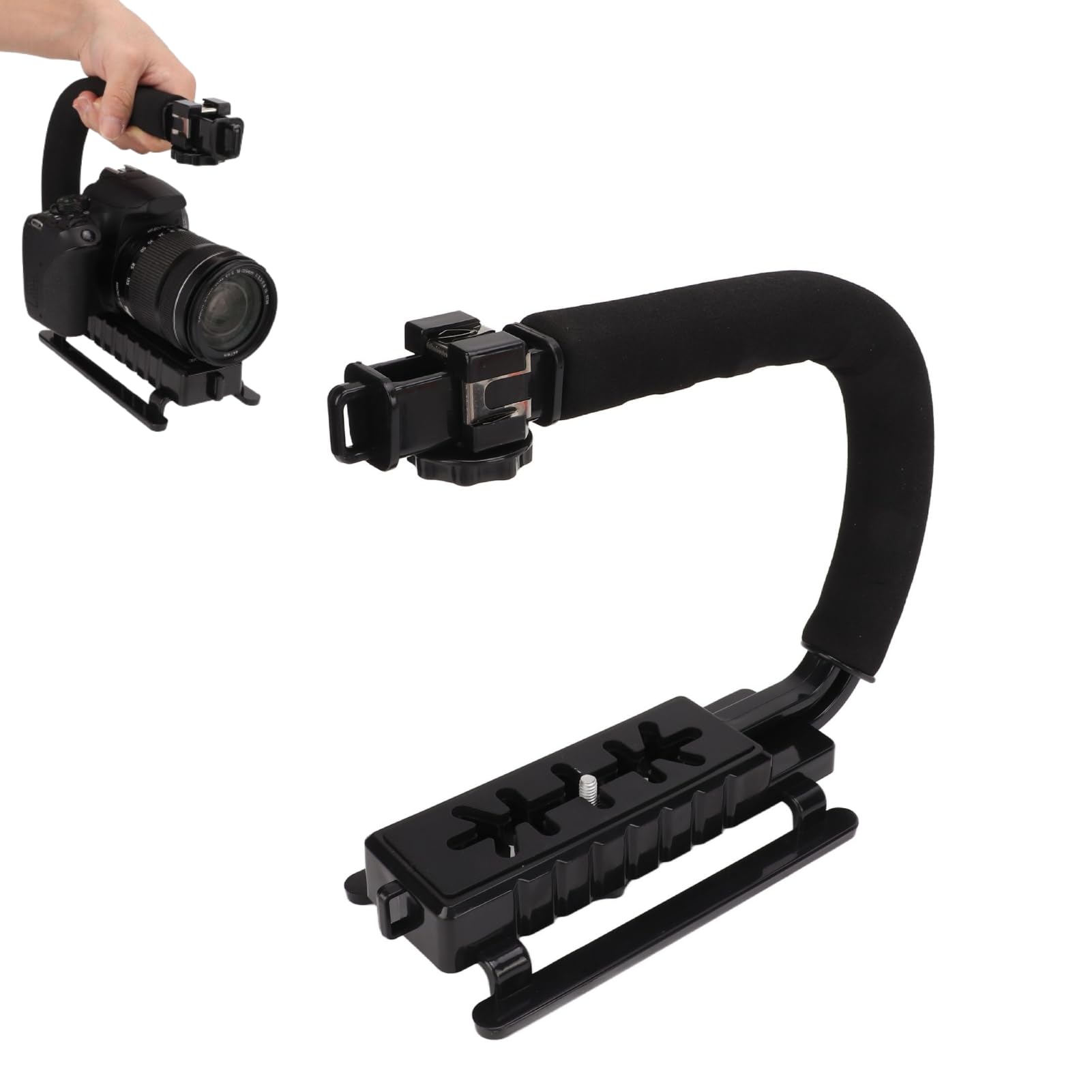 Agatige Handheld Stabilizer, U C Shape Video Action Stabilizing Handle Grip Abs Sponge Black Handheld Photography Accoessory For Micro Movies