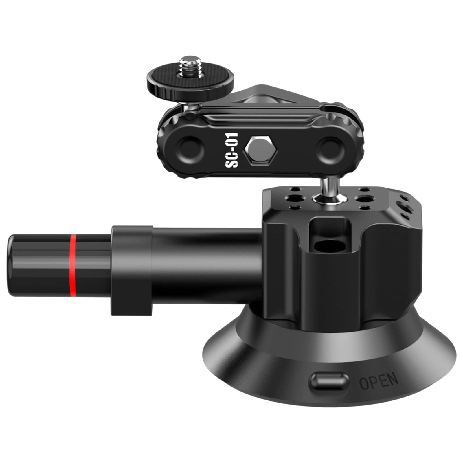 Uurig Sc-01 Suction Mount 3" For Vlogging Action Camera Car W Smartphone Clamp For Iphone 16 15 14 13 Pro Max, 1/4" Magic Arm Adapter Mount Desk Suciton Mount For Car Windshield Window