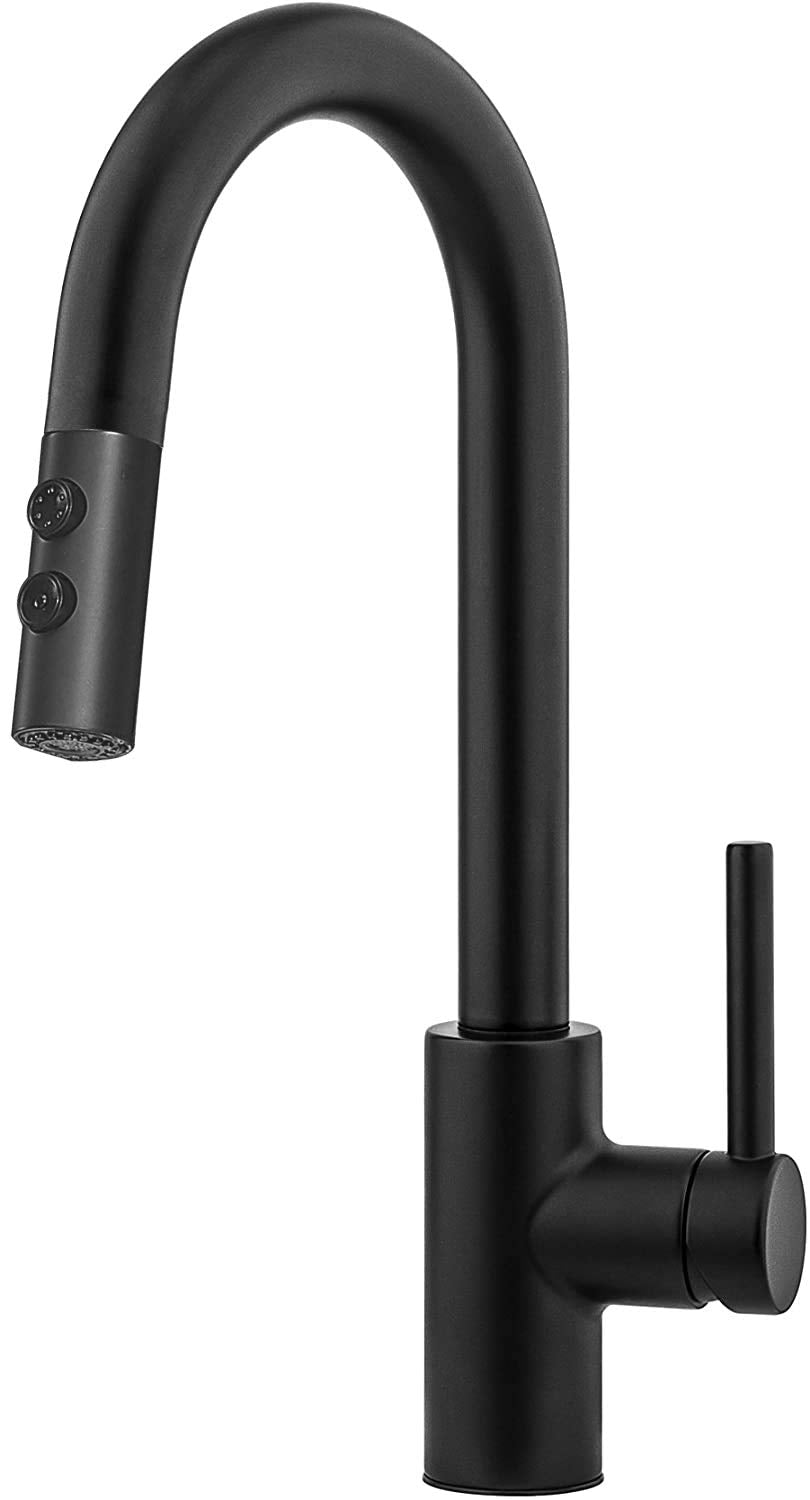 Kinfaucets Black Kitchen Faucet With Pull Down Sprayer,Single Handle Pull Out Kitchen Sink Faucet,Commercial Farmhouse Rv Bar Utility Kitchen Faucets