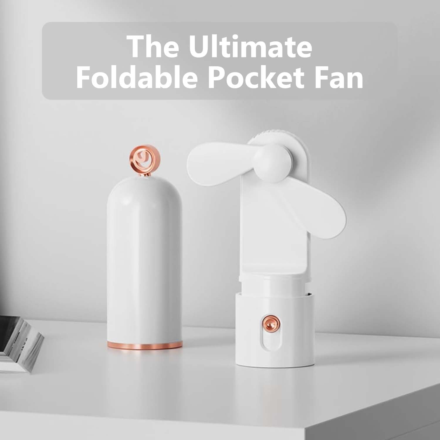 Portable Mini Fan - Usb Rechargeable & Battery Operated With 3 Speed Gears - Foldable Personal Fan