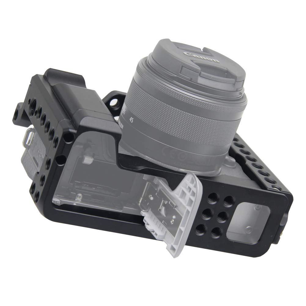 Easy Hood Camera Cage For Canon Eos M6 Mark Ii Mirrorless Digital Camera, Vlogging Video Shooting Filmmaking Rig Stabilizer With Cold Shoe 1/4" Thread Holes & 3/8" Locating Hole