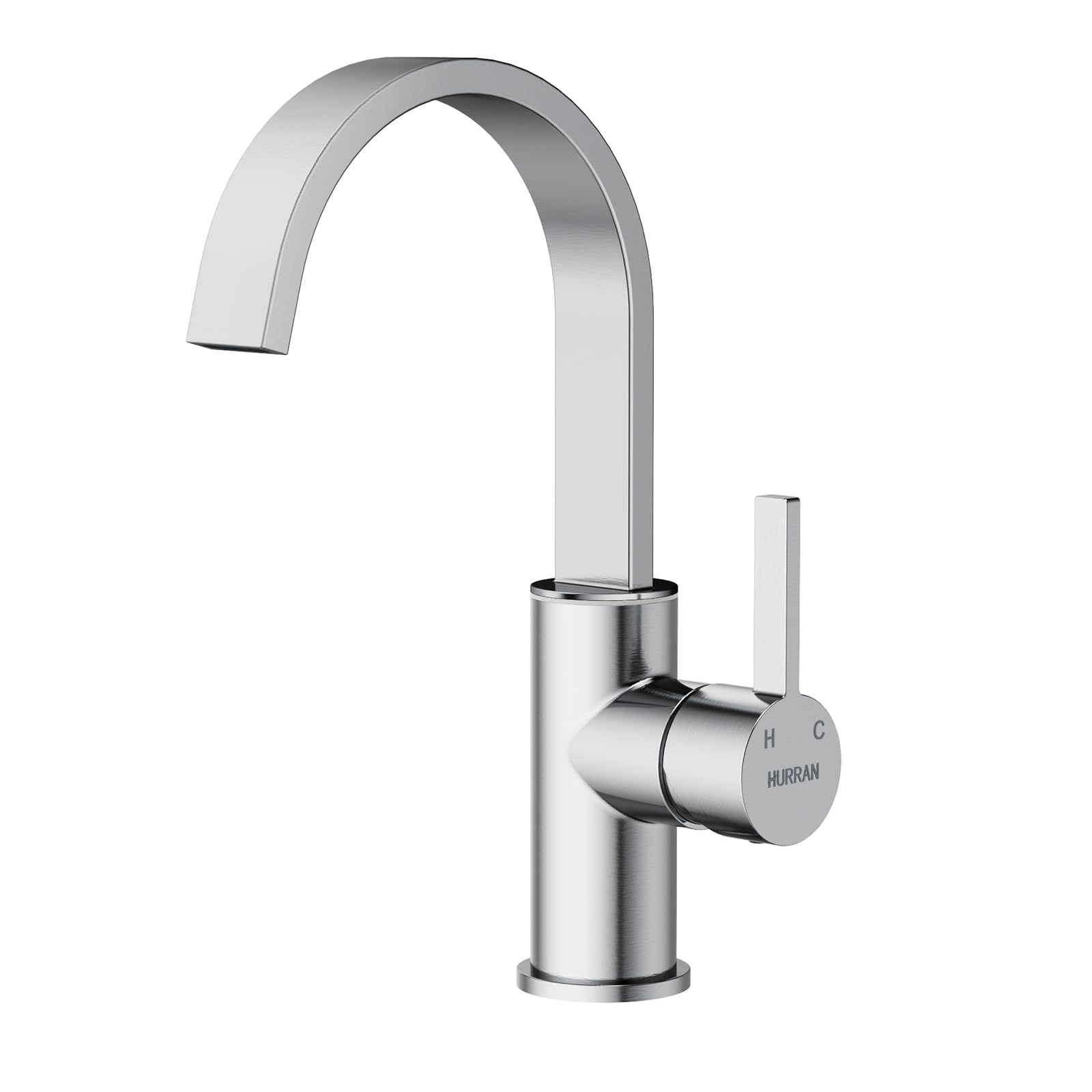 Hurran Kitchen Faucets Bar Sink Faucet, Brushed Nickel Stainless Steel Kitchen Sink Faucets, Flat Pipe Faucet 1 Hole Single Handle With 2 Supply Hoses For Vanity Rv Farmhouse Lavatory Outdoor Sink