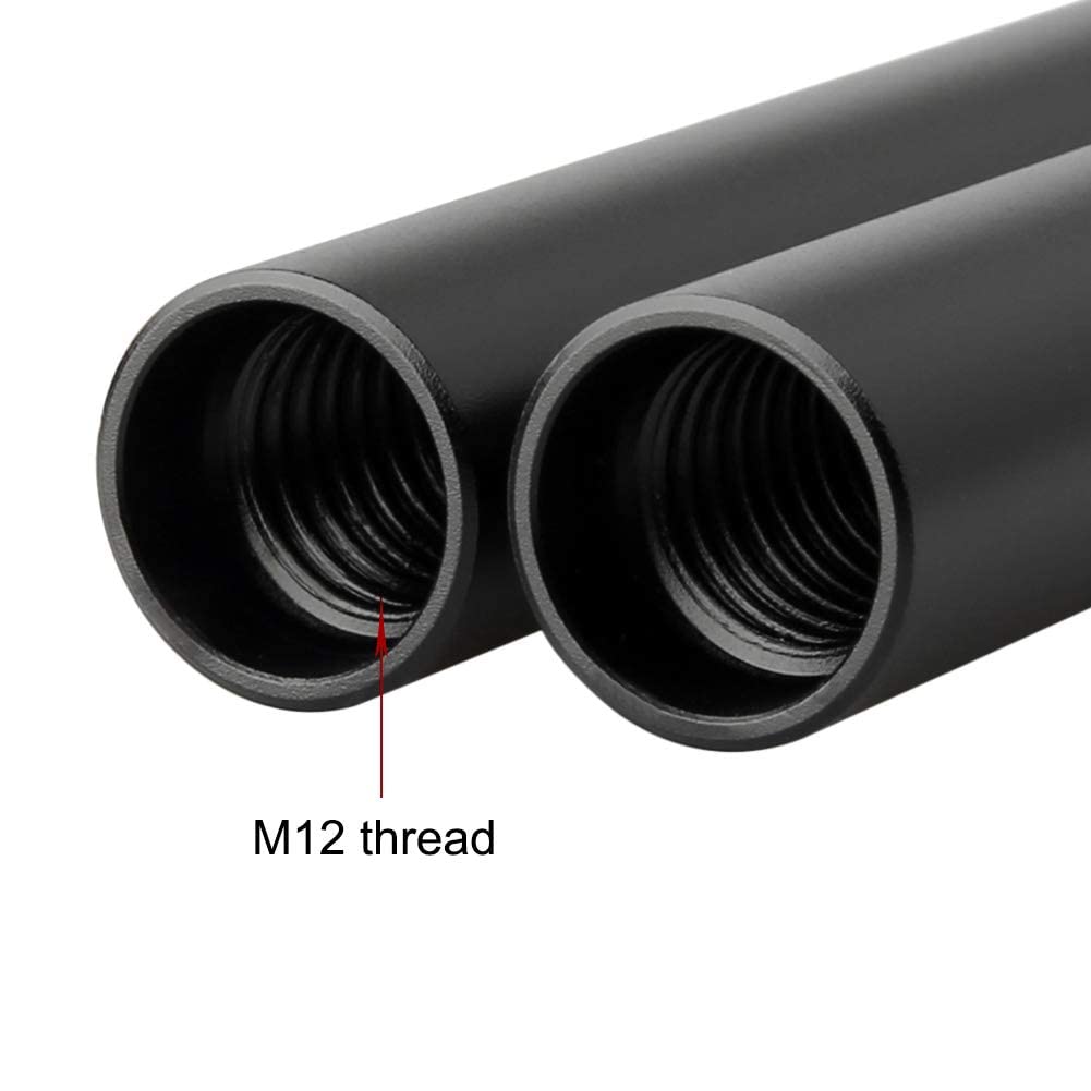 Niceyrig 15Mm Rod 16 Inch (40Cm) Long For Shoulder Rig Rod Support System, Black Aluminum Alloy, Pack Of 2-171