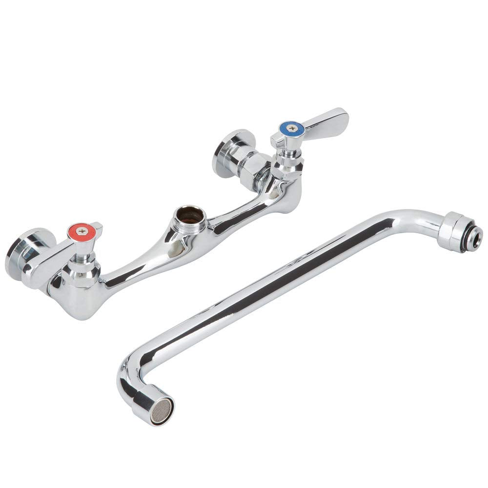 Royal Britania Commercial Wall Mount Kitchen Sink Faucet, 8 Inch Centers, 12 Inch Swing Spout, Chrome Finish