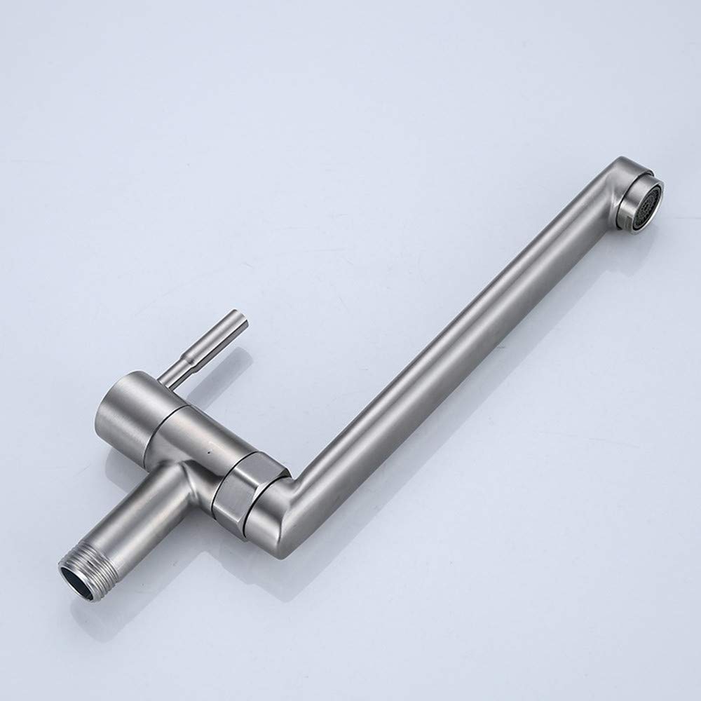 Hausadler Single Cold Water Bar Kitchen Sink Faucet Stainless Steel Brushed Rotatable Washing Tap, Garden Outdoor Faucets