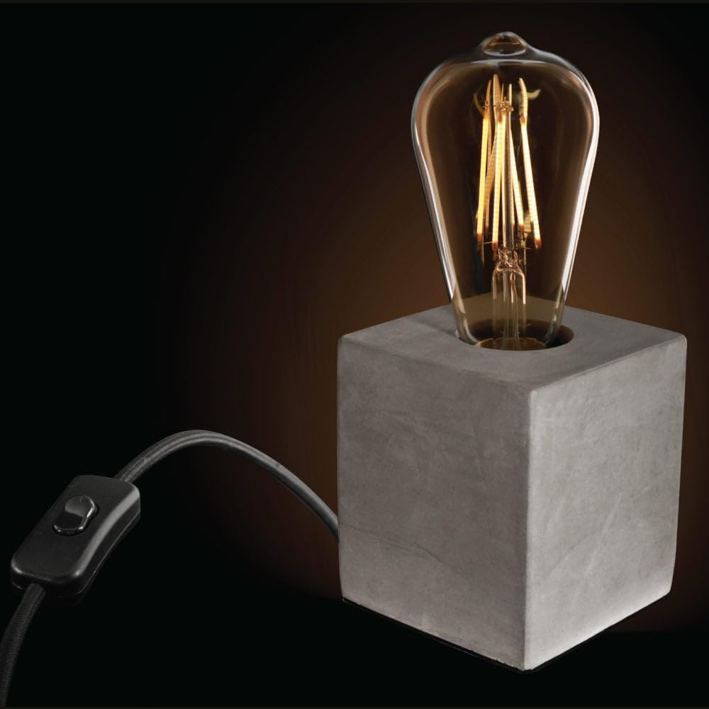 Feit Electric Gray 60W Industrial Style Table Cube Lamp Base