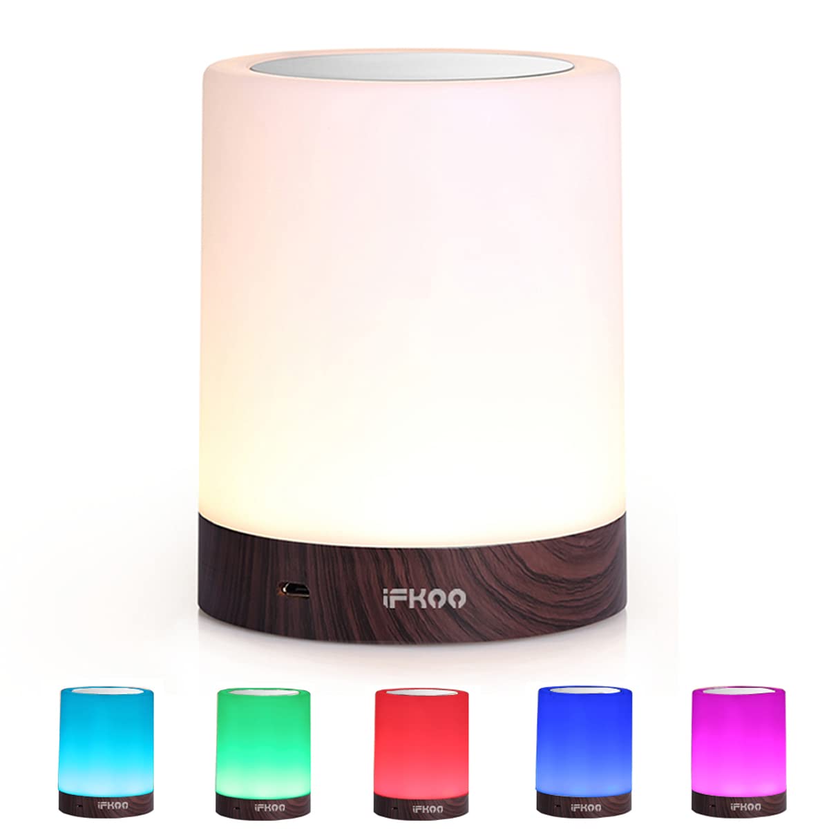 Ifkoo Bedside Lamp, Touch Lamp For Bedrooms, Table Lamp With Dimmable Warm Light, Rechargeable Portable Touch Sensor Led Color Changing Rgb Night Light, Best For Baby, Teens, Kids Adults