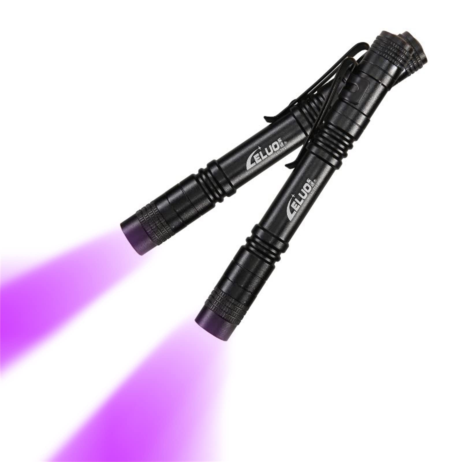 Leluohq 2 Pack Uv Penlight Flashlight With Clip，Mini 395Nm Mini Pen Light ，,Waterproof Ultraviolet Flashlight For Leak, Pet Urine, Scorpion, Hotel Inspection, Dry Stain And Bed Bug.