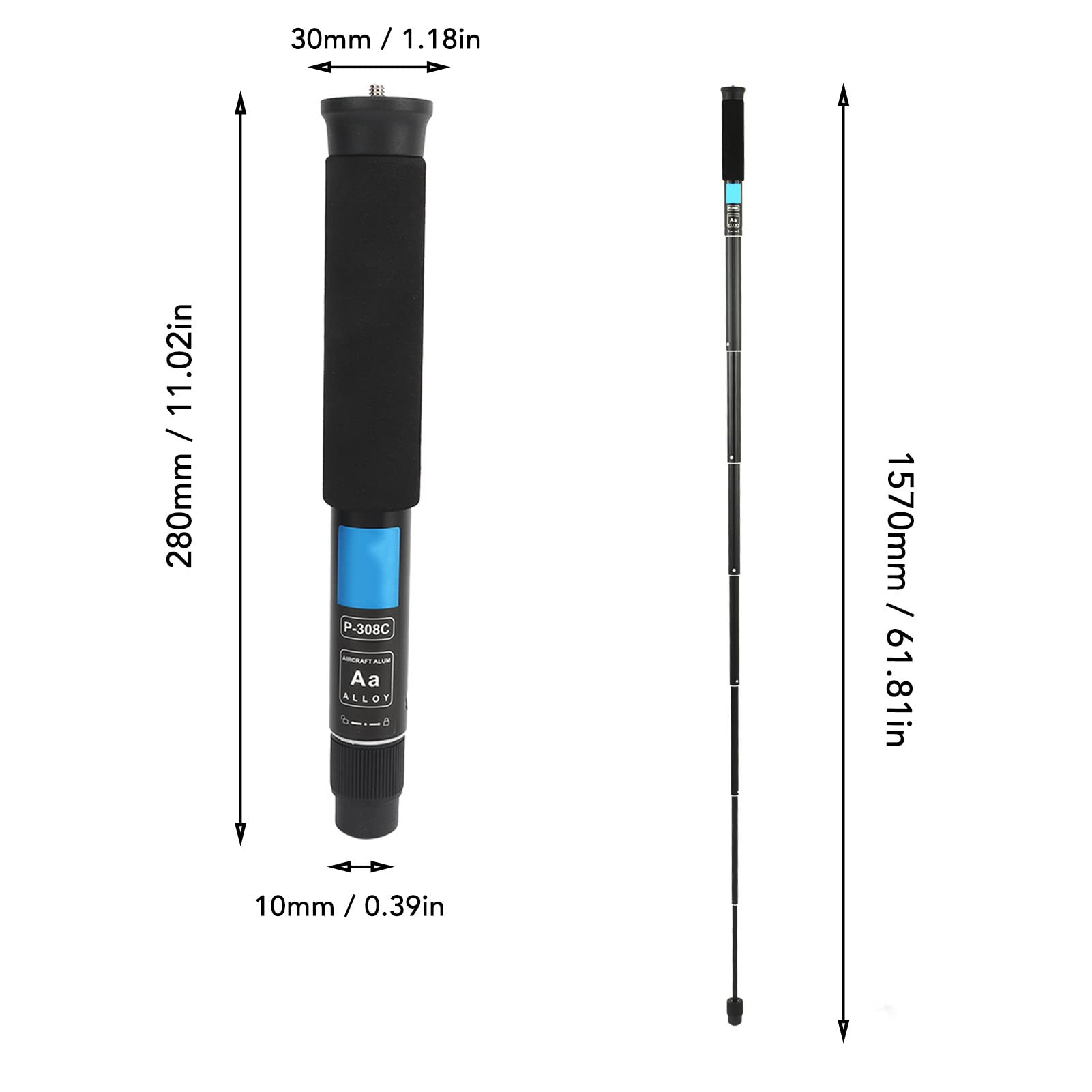 Goshyda 62 Inch Camera Monopod, 8 Sections Heavy Duty Monopod, Aluminum Photography Unipod Stick Trekking Pole With 1/4In To 3/8In Conversion Screw
