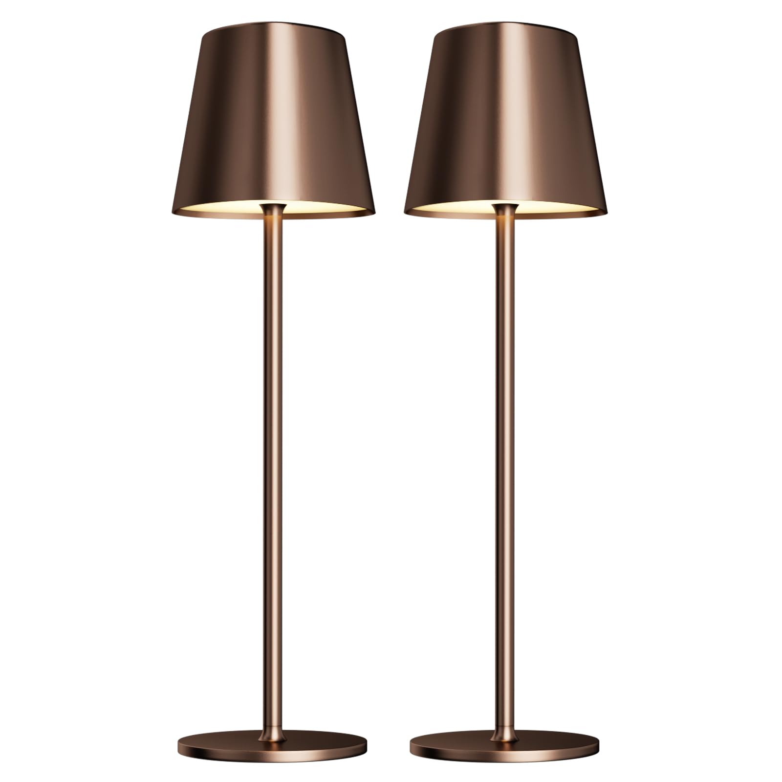 Kakanuo Cordless Table Lamps Set Of 2, Portable Led Battery Operated Lamp, Wireless Rechargeable Lamp, 3 Color Stepless Small Table Lamp For Restaurant, Bar, Party, Camping And Bedroom - Brown