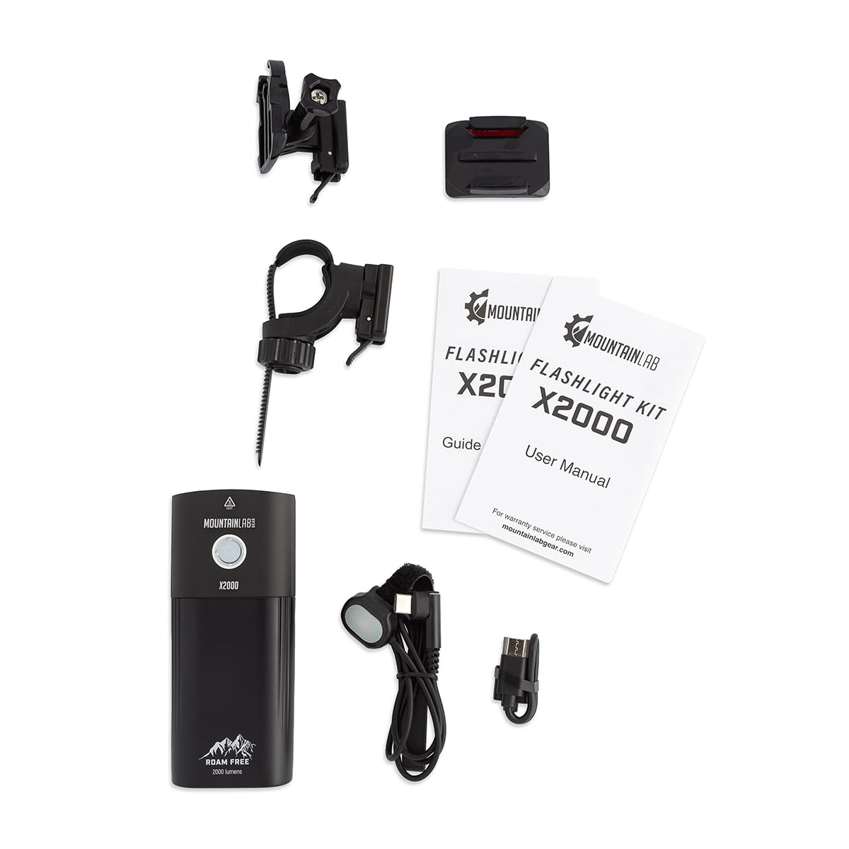 Mountain Lab X2000 Flashlight Kit – 2000 Lumen High-Performance Led Light With Handlebar & Helmet Mounts, Remote Control, And Power Bank Function