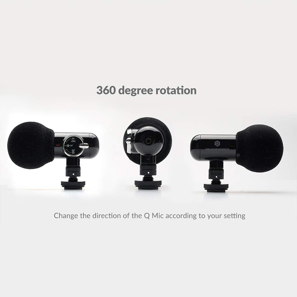 Orangemonkie / Q-Mic (All-In-One Asmr Direct Omni 360° Microphone, 2 Tripod, 4 Cables, Phone Holder, Case) / Smartphone, Dslr Video Recording Kit For Youtube, Tiktok, Vlogging, Filmmaker