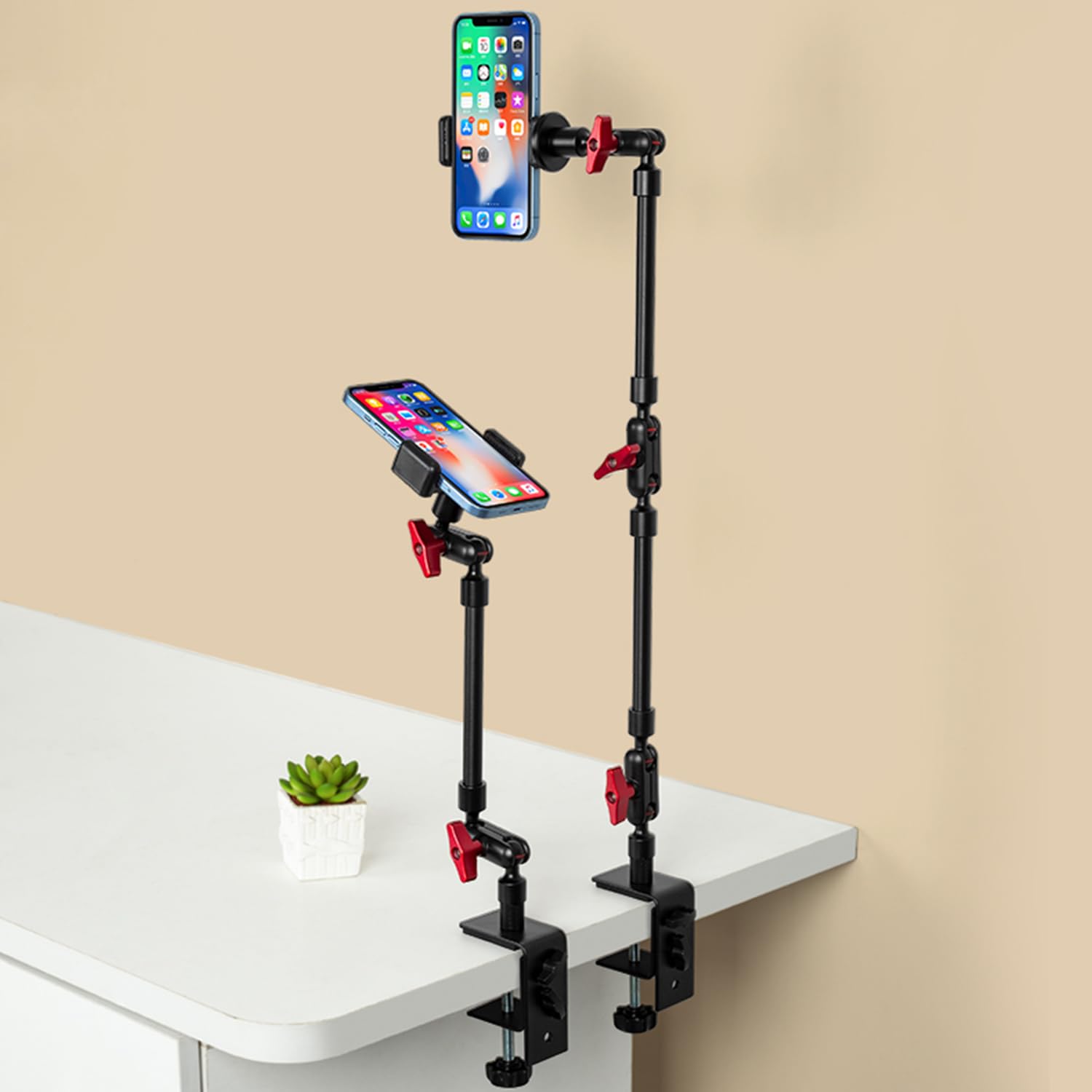 Goinwave Magic Arm With Clamp, Long Articulating Arm Camera Mount, Adjustable Phone Mount Holder 360° Rotation, Mic Arm For Microphone, Led Lights, For Phone, Tripod, Desk, Table