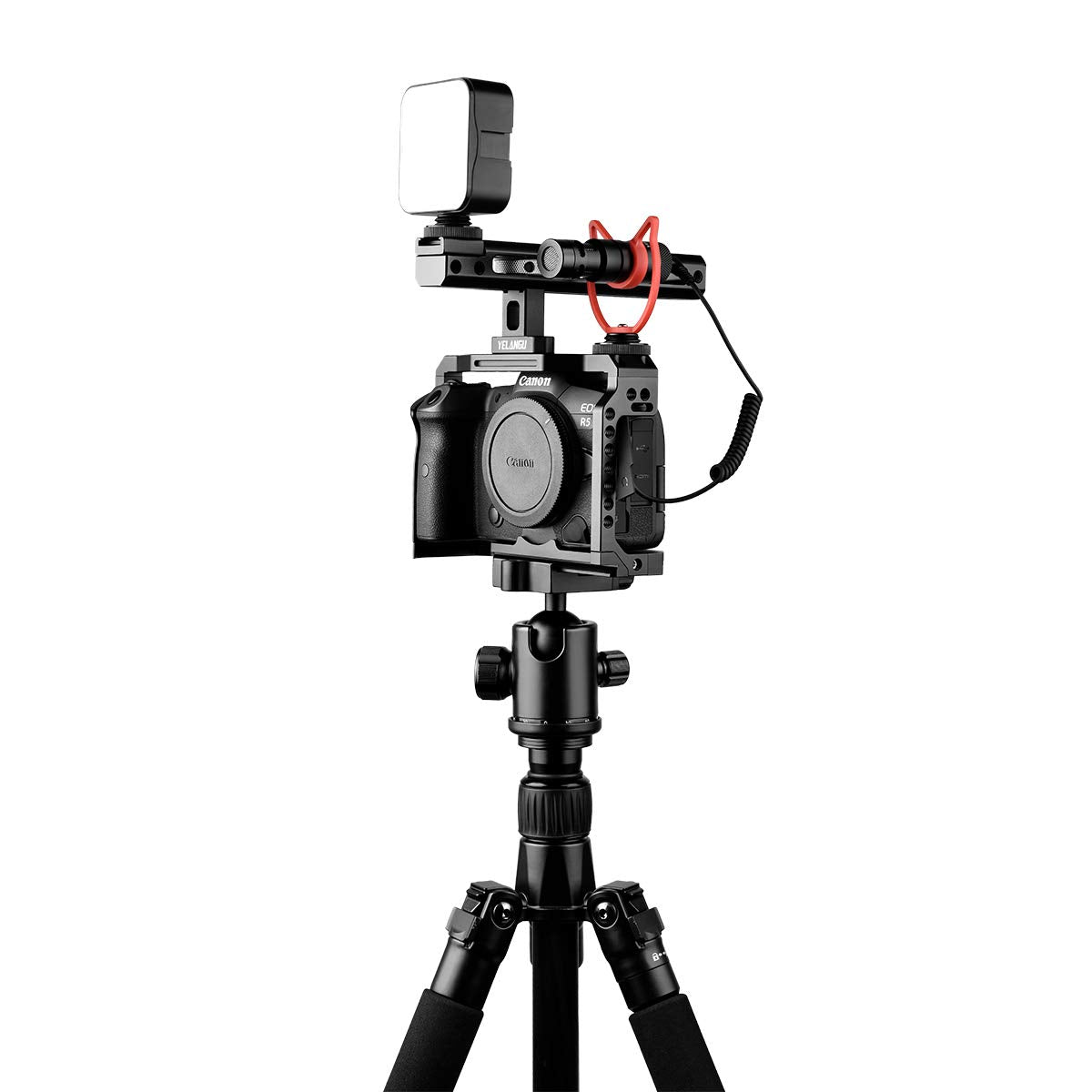 Kamthing Aluminum Video Camera Cage Stabilizer For Canon Eos R5 R6 With Top Handle Grip Multiple 1/4" 3/8" Screw Mount (Cage With Top Handle)