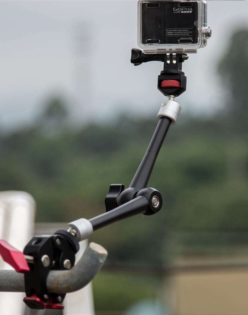 Reflex Camera 11” Articulating Magic Arm 360° Rotation - Camera Monitor Mount With 1/4” & 3/8" Mount Screw, Fully Adjustable - 2Kg Load - Friction Arm For Led Lights, Dslr, Monitors & Microphones