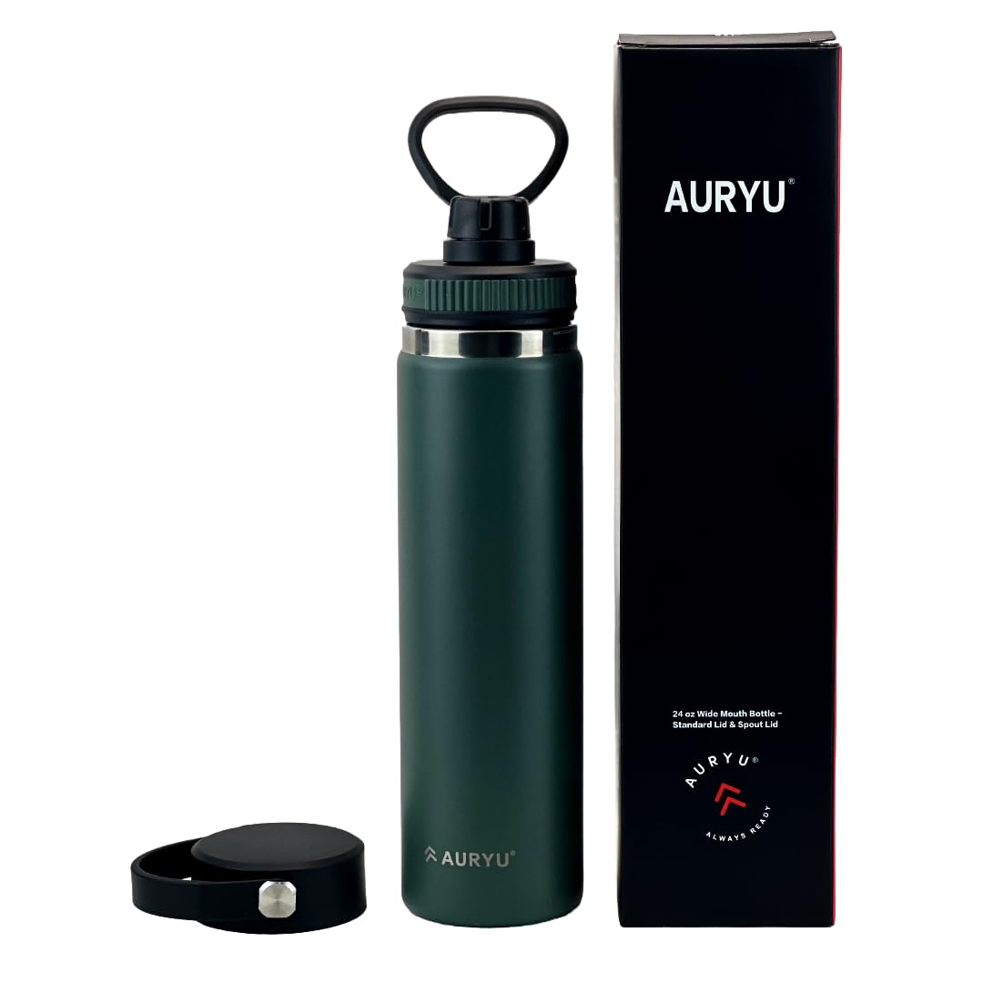 24Oz Triple-Walled Insulated Water Bottle Plus A Bonus Lid Included, Perfect For Sports & Travel