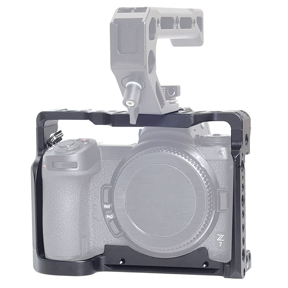 Focusfoto Camera Cage Video Filmmaking Stabilizer Rig Aluminium Alloy Extension Frame With Cold Shoe And 1/4" 3/8" Screw Mouting For Nikon Z5/Z6/Z7/Z6Ii/Z7Ii Camera