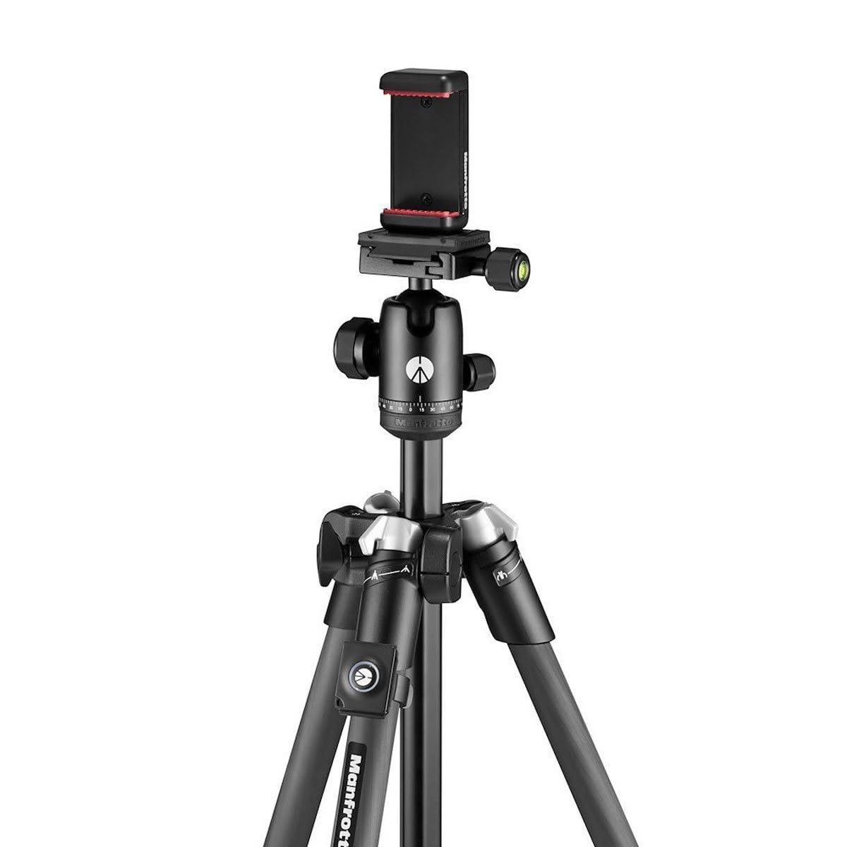 Manfrotto Element Mii Mobile Bluetooth Mkelmii4Bmb-Bh, Lightweight Aluminium Travel Tripod, With Carry Bag, Arca-Compatible Ball Head, Load Up 8Kg, For Dslrs, Cscs, Compact Cameras And Smartphones