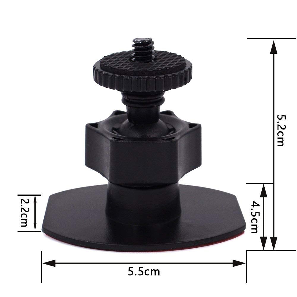 Isaddle Ch01B 1/4" Thread Camera Mount Mini Double-Sided Adhesive In Dash Cam Mount Holder - Universal Tripod Permanent Holder Fits Sony/Ricoh/Hp/Gopro/Oculus (M4 M6 Screw Join Ball Included)