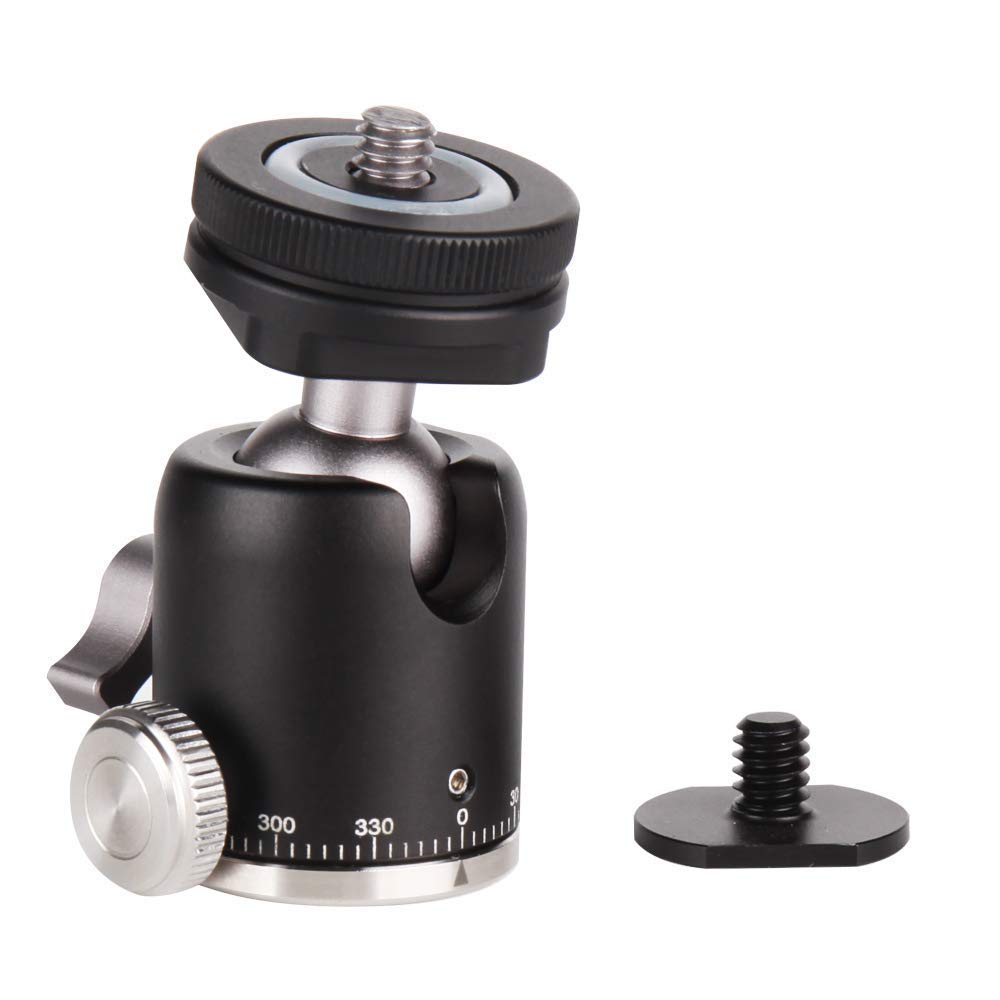 Fayeegin Camera Tripod Mini Ball Head Mount With Cold Shoe - Metal Professional Panoramic Ballhead 360° Pan 90° Tilt Tripod Mount Adapter With 1/4" Screw For Dslr Camera/Light Stand/Cell Phone/Monopod/Gopro