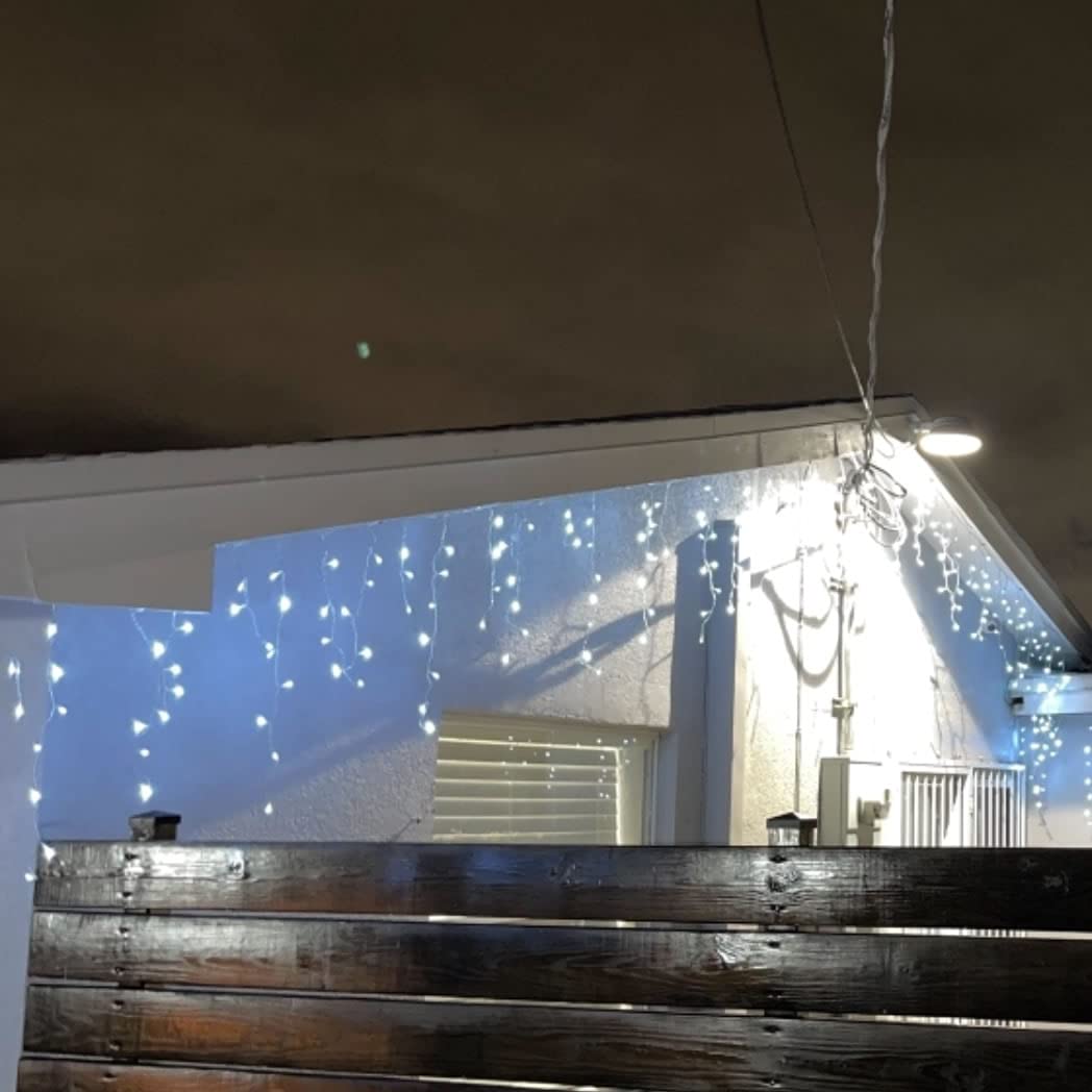 Yasenn 300Led Icicle Style String Lights 29.5Ft,Update Connectable 8 Lighting Modes With Timer Icicle Lights For Home Garden Outdoor Indoor Eave Decor (Cool White Led White Cable)