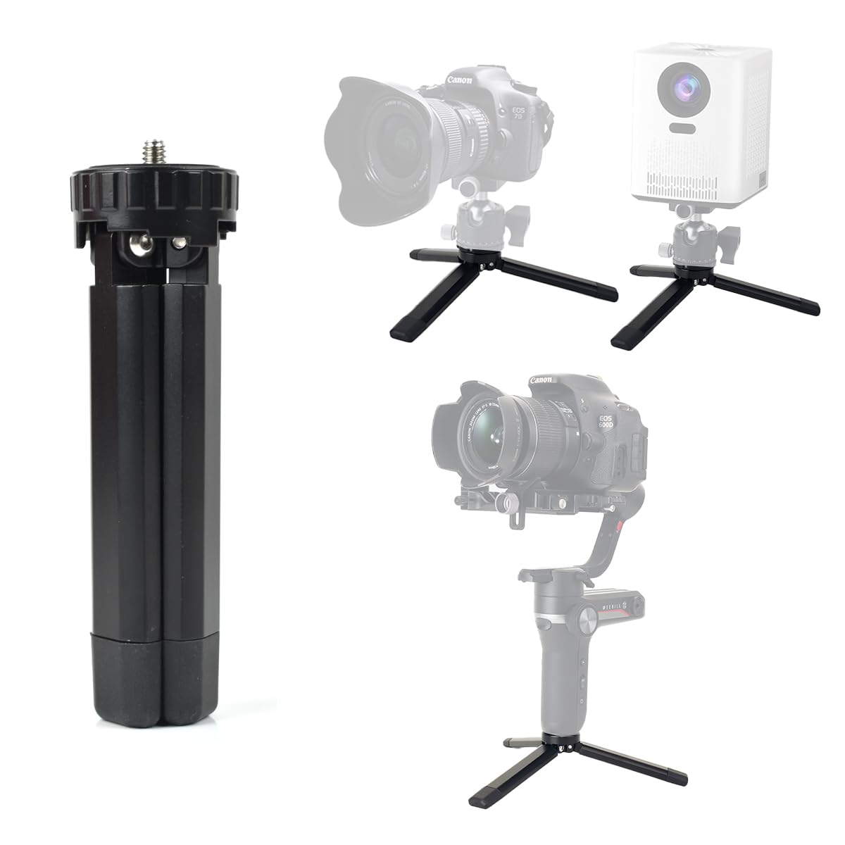 Akeipho Aluminum Mini Tripod, Desktop Tabletop Tripod Stand For Dslr Cameras, Zhiyun Smooth, Dji Ronin Sc/Rs3 Mini,Osmo Mobile,Moza Mini,Gimbal Handle Tripod (Level Adjustable)