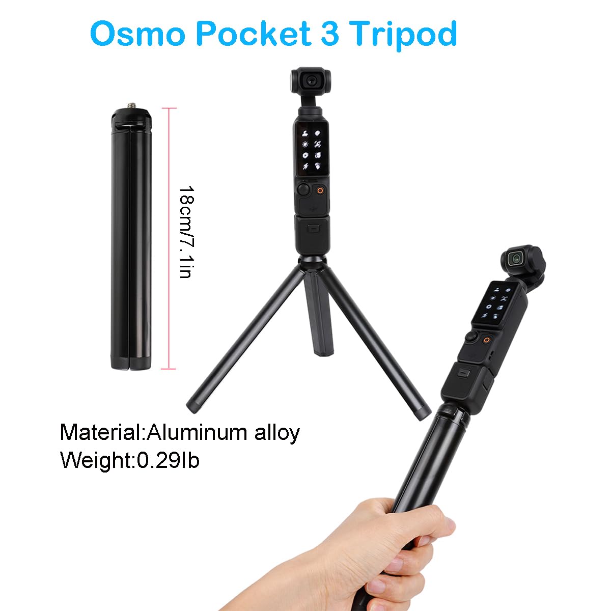 Pellking Monopod For Osmo Pocket 3,61"/155Cm Selfie Stick+Aluminium Alloy Tripod+Protective Cage Extension Adapter Frame