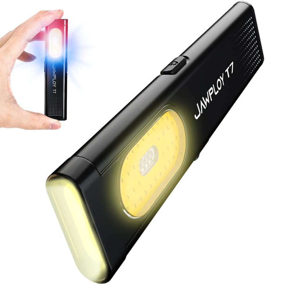 Jawploy Pocket Flashlight Rechargeable Edc Flashlight, 675Lm， Dual Light Source With 7 Modes/Red & Blue Strobe, Clip-On Light, Ipx4 Magnetic Led Flashlight For Emergency, Signaling/Cycling/Outdoor